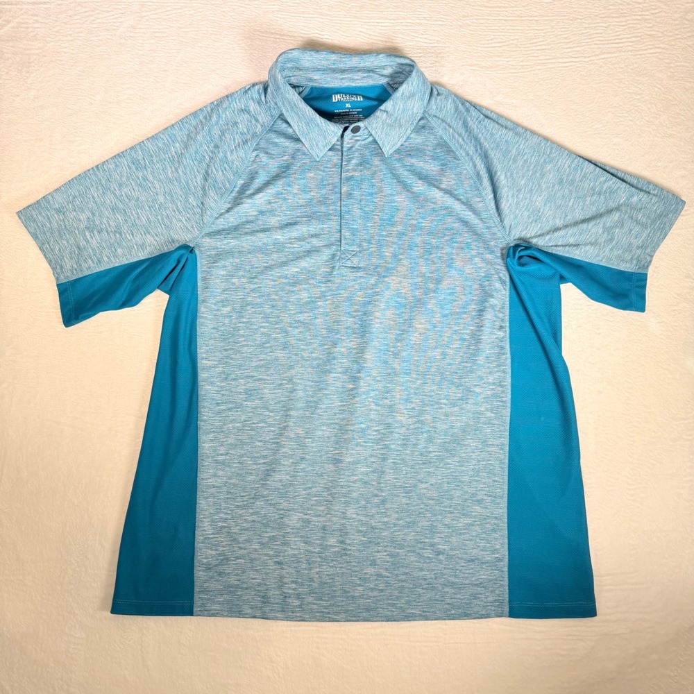 Duluth Trading Co Mens XL Performance Polo Shirt‎ Teal Heathered Short Sleeve